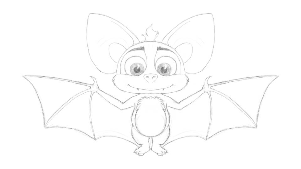 Skizze 3D Fledermaus Outlines